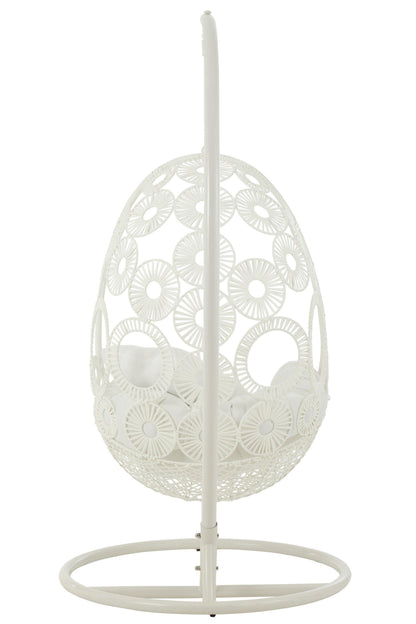 Hangstoel + Kussens Bula Metaal/Riet Wit - Hangstoel - J-Line - livinglovely.nl