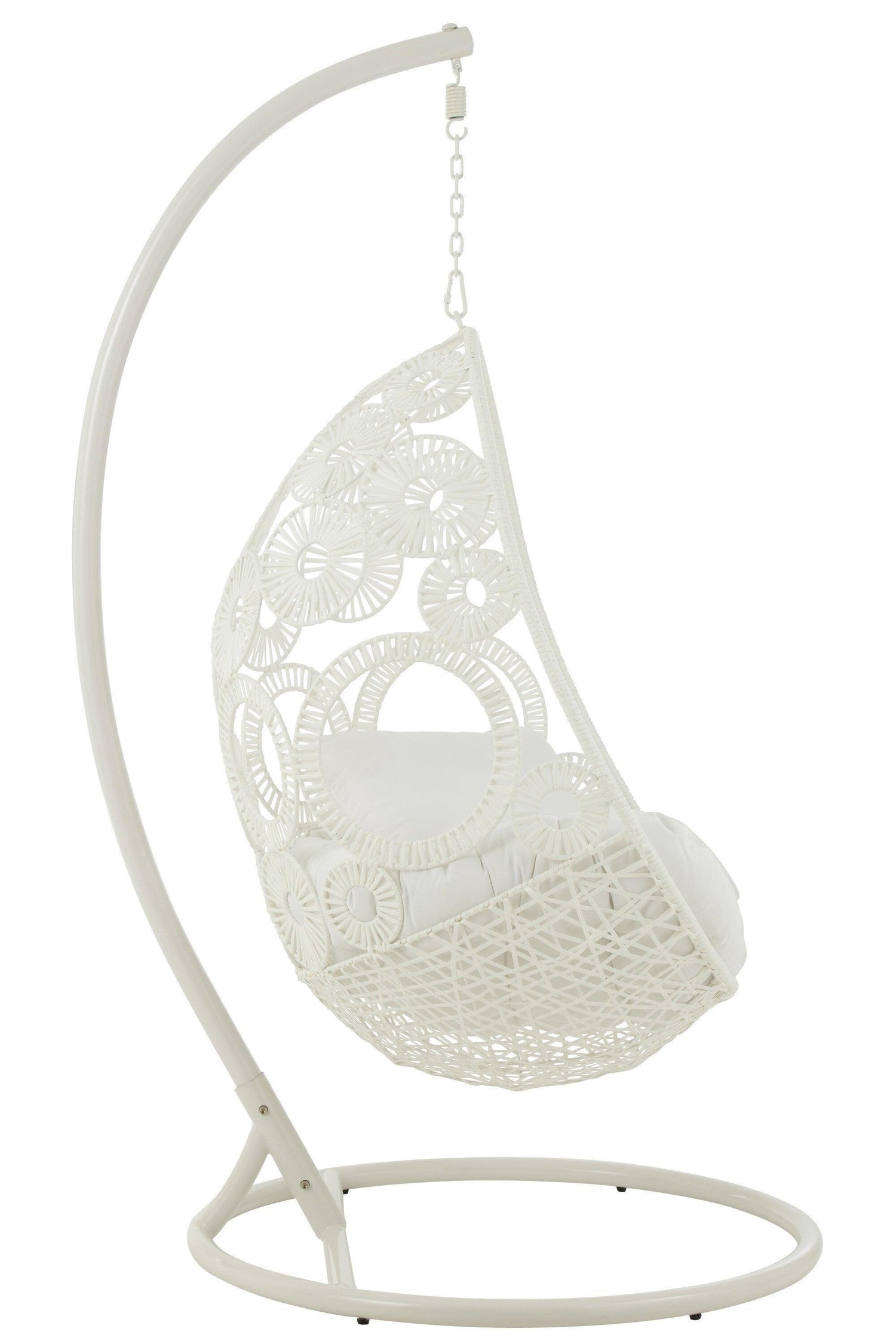 Hangstoel + Kussens Bula Metaal/Riet Wit - Hangstoel - J-Line - livinglovely.nl
