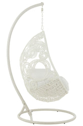 Hangstoel + Kussens Bula Metaal/Riet Wit - Hangstoel - J-Line - livinglovely.nl