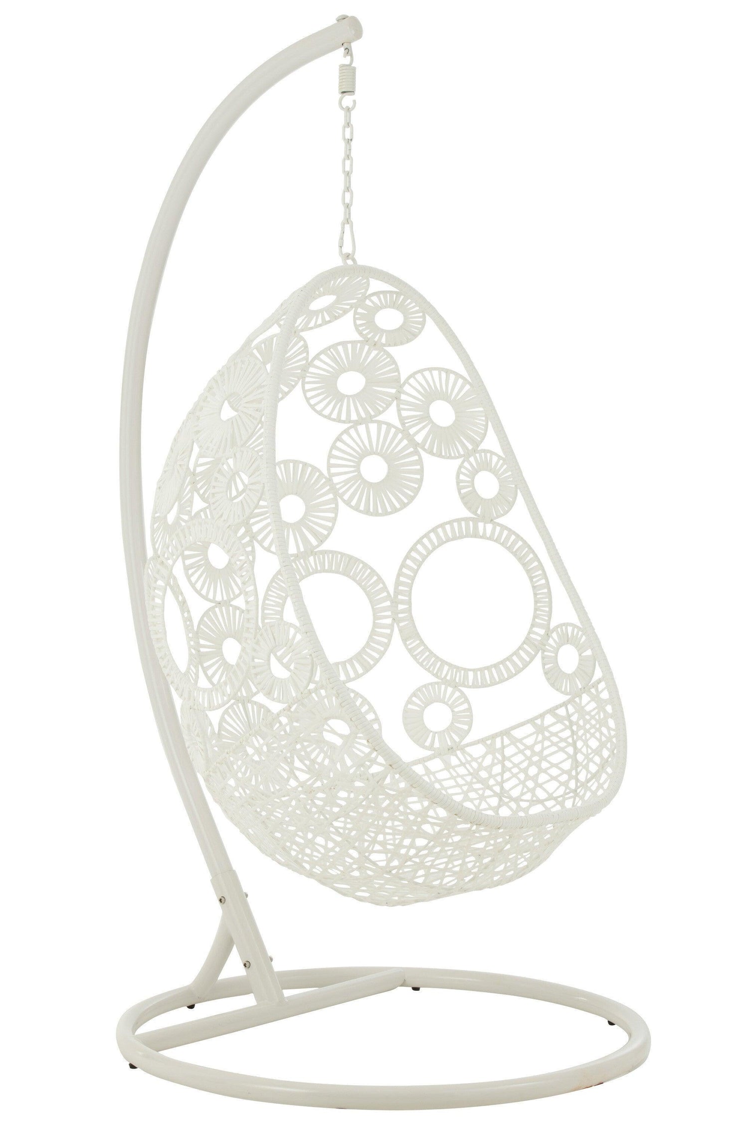 Hangstoel + Kussens Bula Metaal/Riet Wit - Hangstoel - J-Line - livinglovely.nl