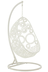 Hangstoel + Kussens Bula Metaal/Riet Wit - Hangstoel - J-Line - livinglovely.nl