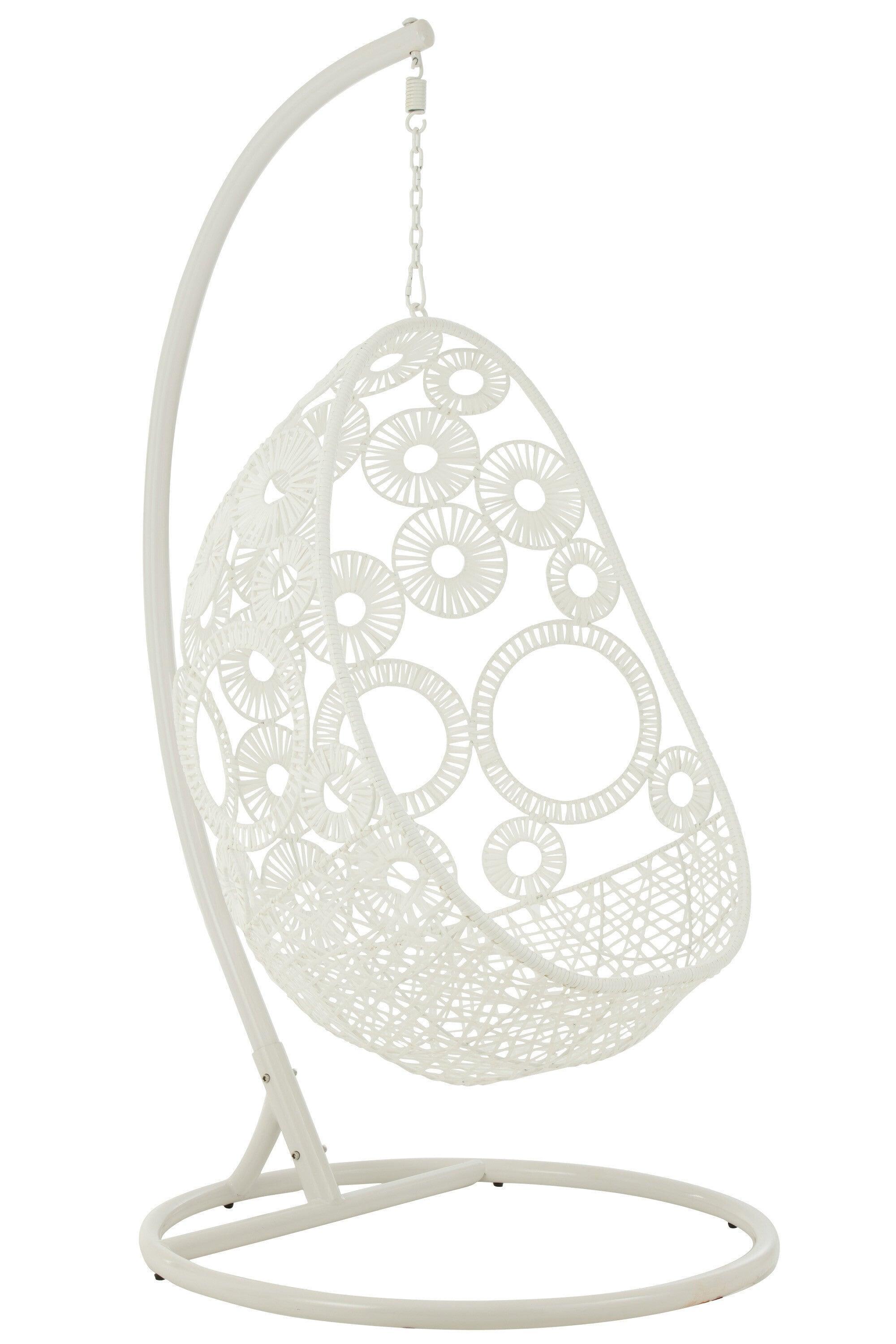 Hangstoel + Kussens Bula Metaal/Riet Wit - Hangstoel - J-Line - livinglovely.nl