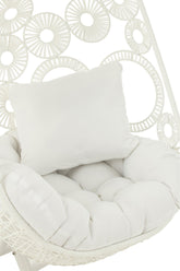 Hangstoel + Kussens Bula Metaal/Riet Wit - Hangstoel - J-Line - livinglovely.nl