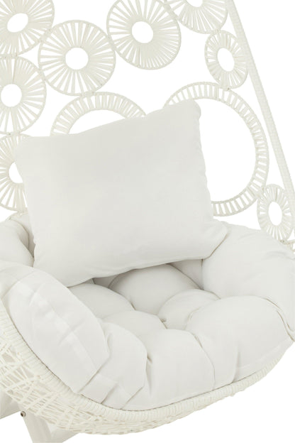 Hangstoel + Kussens Bula Metaal/Riet Wit - Hangstoel - J-Line - livinglovely.nl