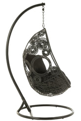 Hangstoel + Kussens Bula Metaal/Riet Zwart - Hangstoel - J-Line - livinglovely.nl