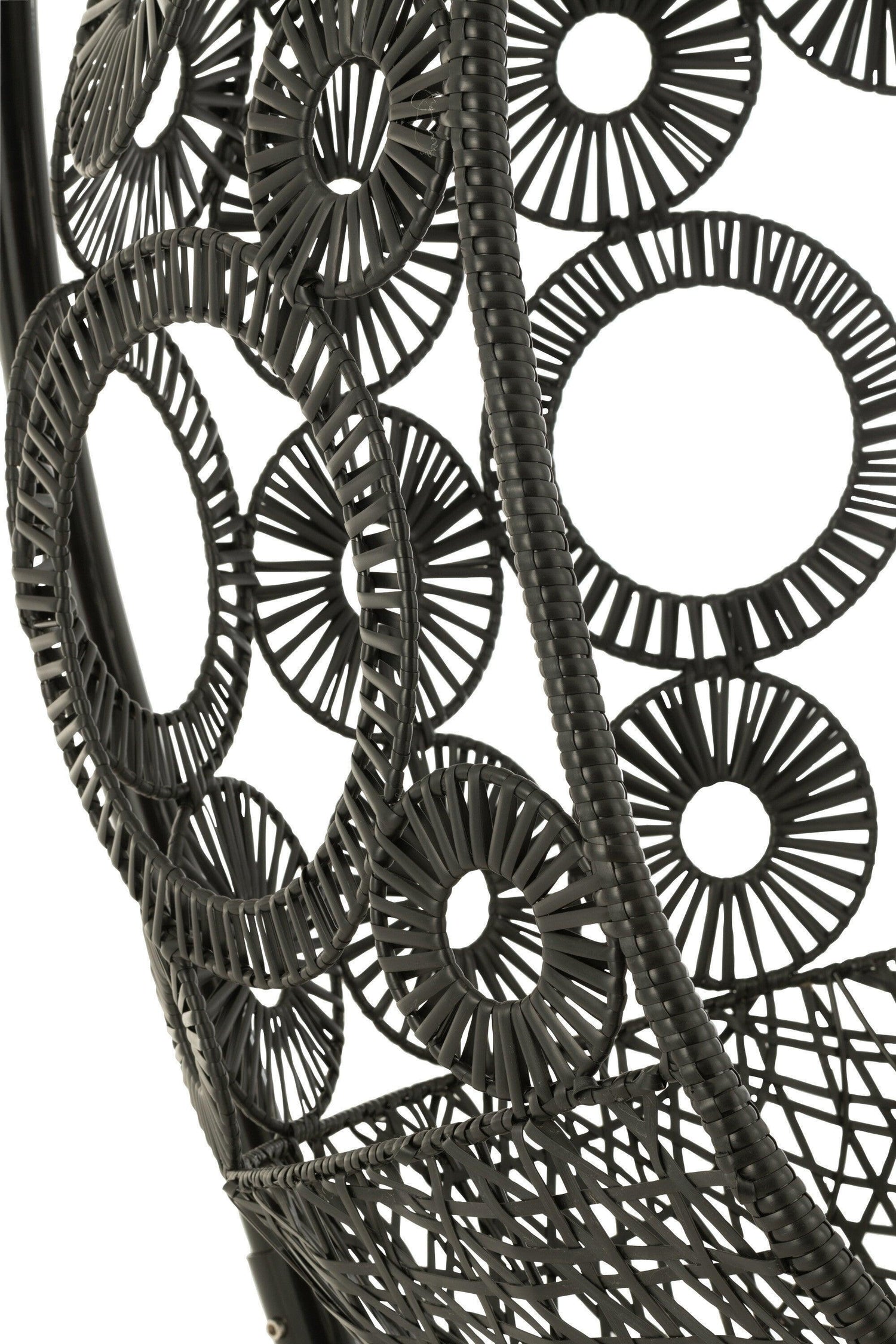 Hangstoel + Kussens Bula Metaal/Riet Zwart - Hangstoel - J-Line - livinglovely.nl