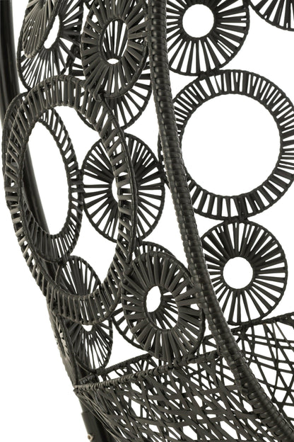 Hangstoel + Kussens Bula Metaal/Riet Zwart - Hangstoel - J-Line - livinglovely.nl