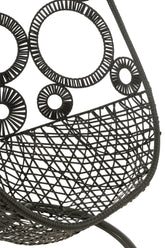Hangstoel + Kussens Bula Metaal/Riet Zwart - Hangstoel - J-Line - livinglovely.nl
