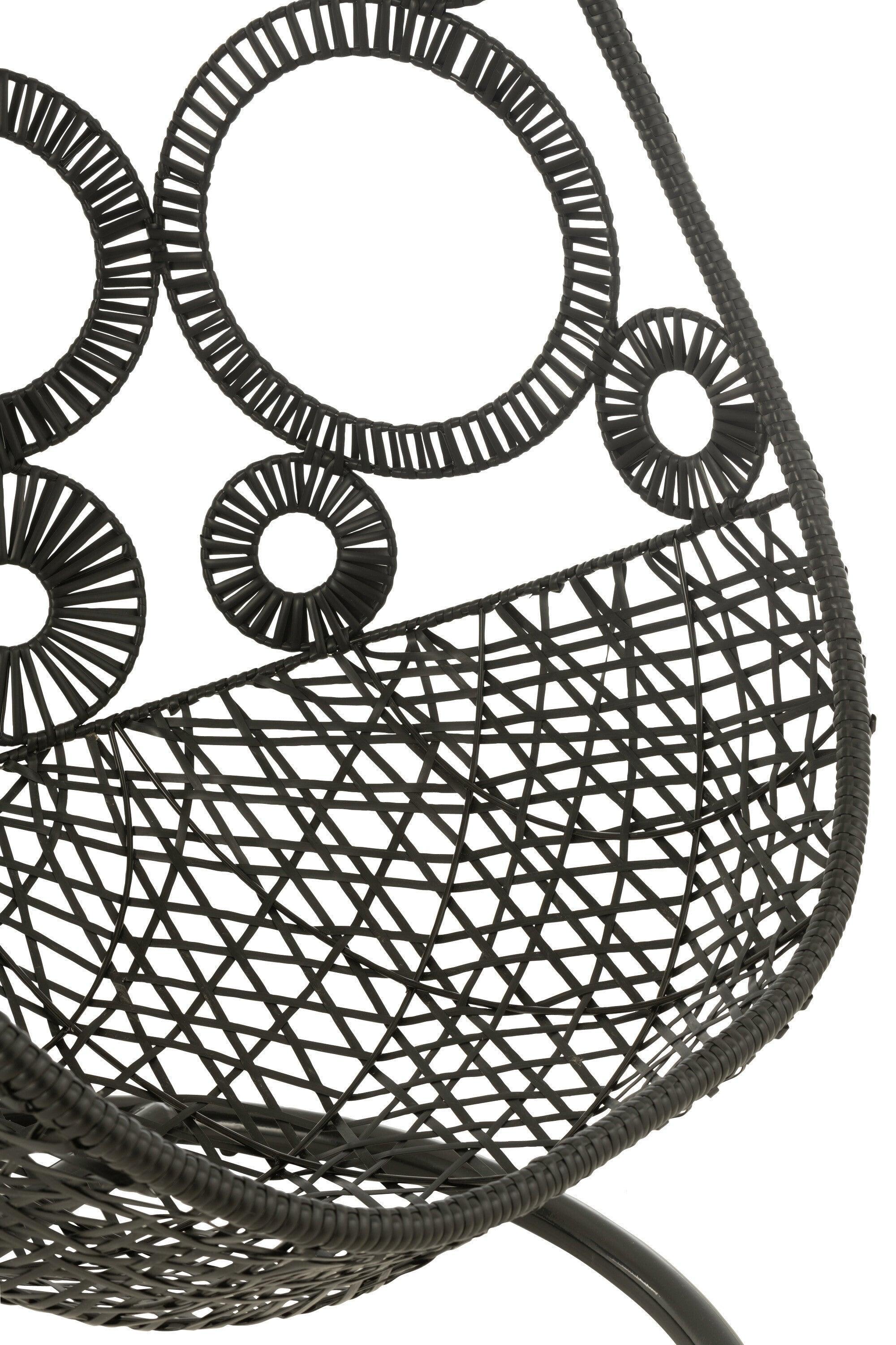 Hangstoel + Kussens Bula Metaal/Riet Zwart - Hangstoel - J-Line - livinglovely.nl