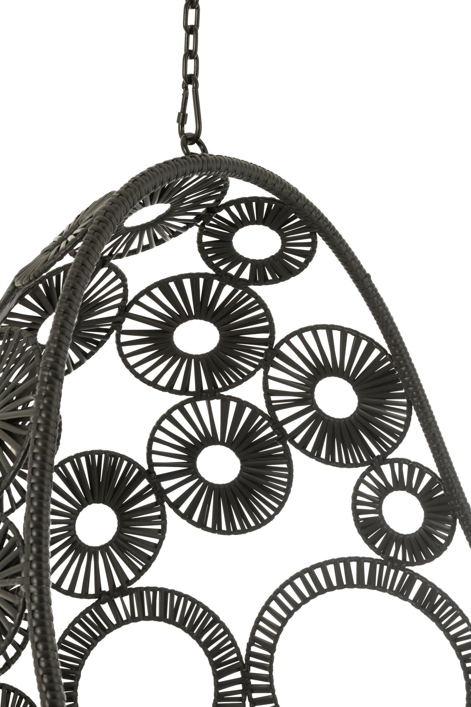 Hangstoel + Kussens Bula Metaal/Riet Zwart - Hangstoel - J-Line - livinglovely.nl