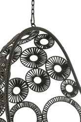 Hangstoel + Kussens Bula Metaal/Riet Zwart - Hangstoel - J-Line - livinglovely.nl