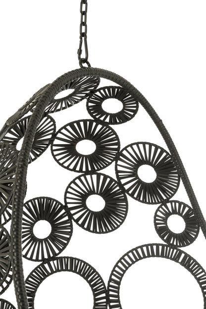 Hangstoel + Kussens Bula Metaal/Riet Zwart - Hangstoel - J-Line - livinglovely.nl