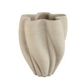 Hastin vaas van PTMD, beige cementen vaas met golvende ribbels en 3D effect