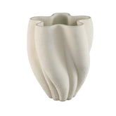 Hastin vaas large van PTMD, witte cementen vaas met golvende ribbels