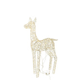 Hert Led Metaal Wit van J-Line, wit draadfiguur van een staand hert met ledverlichting