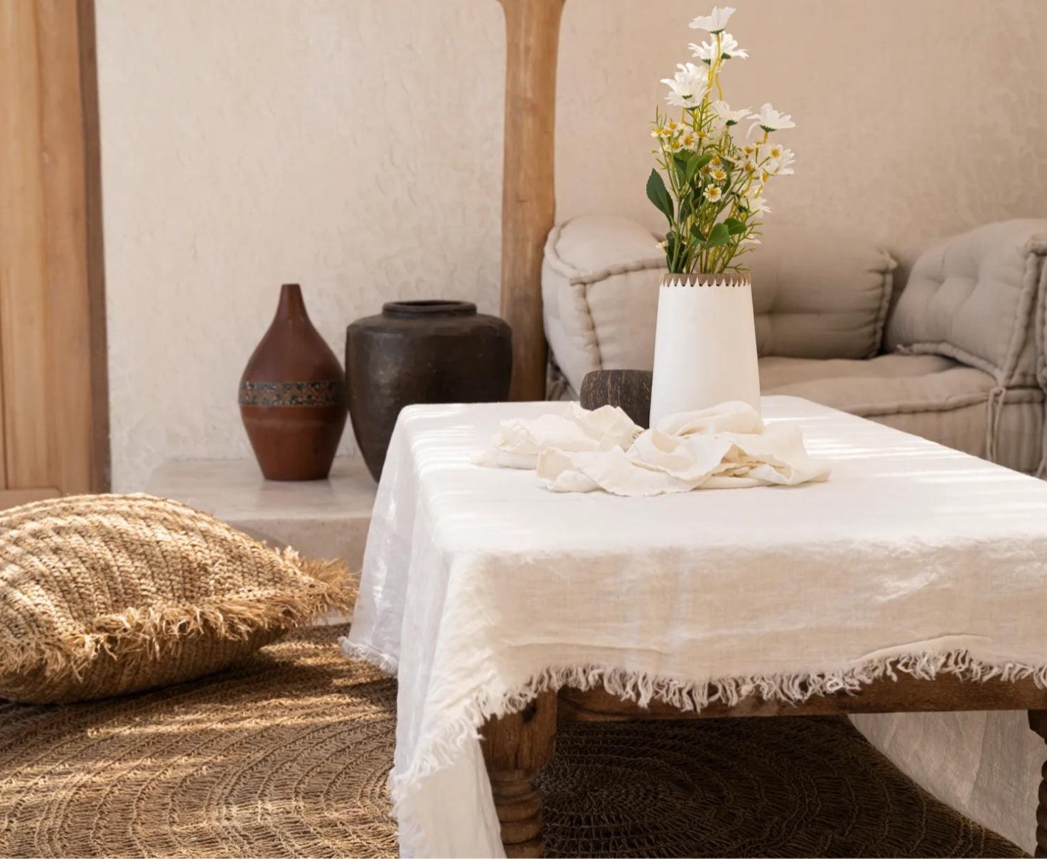 Het Linnen Tafelkleed - Wit - 150x200 - Tafelkleed - Bazar Bizar - livinglovely.nl