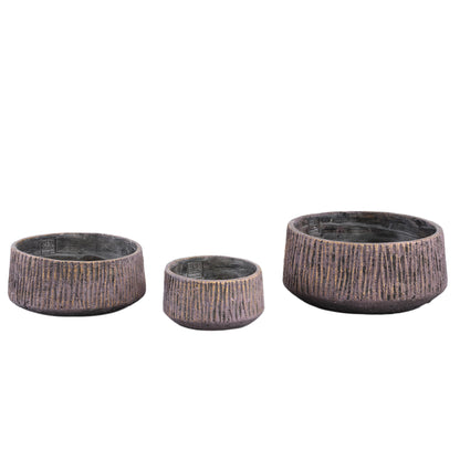 Holden Purple Cement Outdoor Candle Round Gold Finish LowL PTMD - Buitenkaars - PTMD - livinglovely.nl