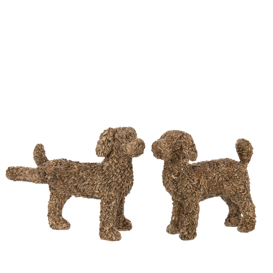 Hond Reliëf Polyresin Goudkleurig Set van 2 J-Line - Beeld - J-Line - livinglovely.nl
