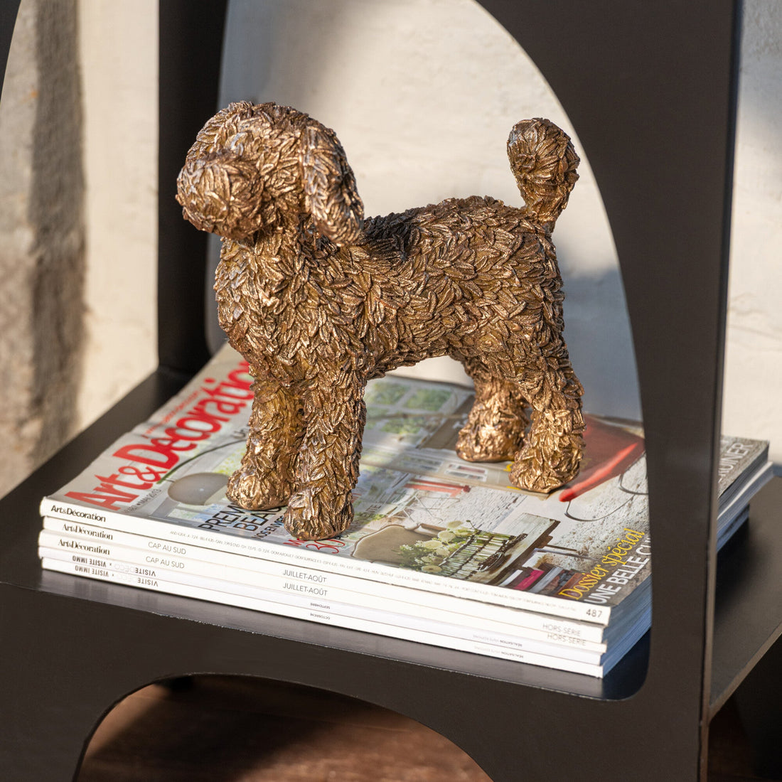 Hond Reliëf Polyresin Goudkleurig Set van 2 J-Line - Beeld - J-Line - livinglovely.nl