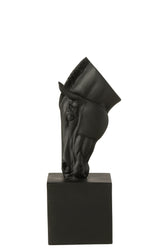 Horse On Base Polyresin Black Small - - J-Line - livinglovely.nl