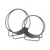 Houder Brandhout Mark Metaal Zwart Small - Openhaard accessoire - J-Line - livinglovely.nl