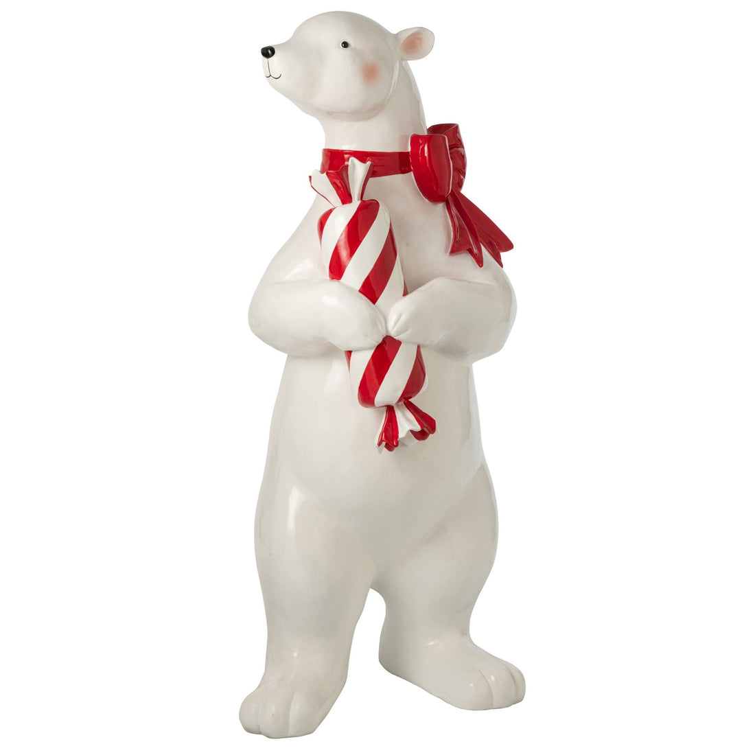 IJsbeer Staand Met Zuurstok Wit/Kerstrood J-Line