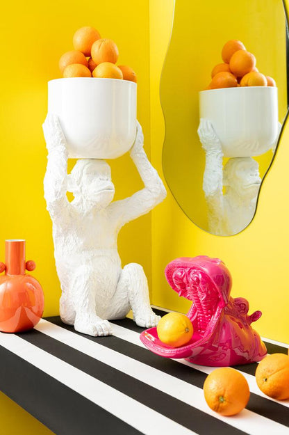 Ijsemmer Aap Polyresine Wit - Keukenaccessoire - J-Line - livinglovely.nl