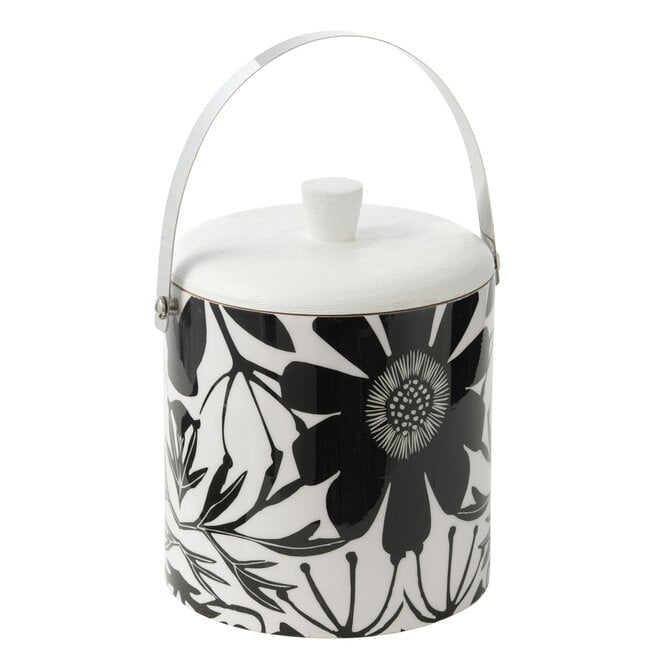 Ijsemmer Bloemen Mangohout Zwart/Wit - Keukenaccessoire - J-Line - livinglovely.nl