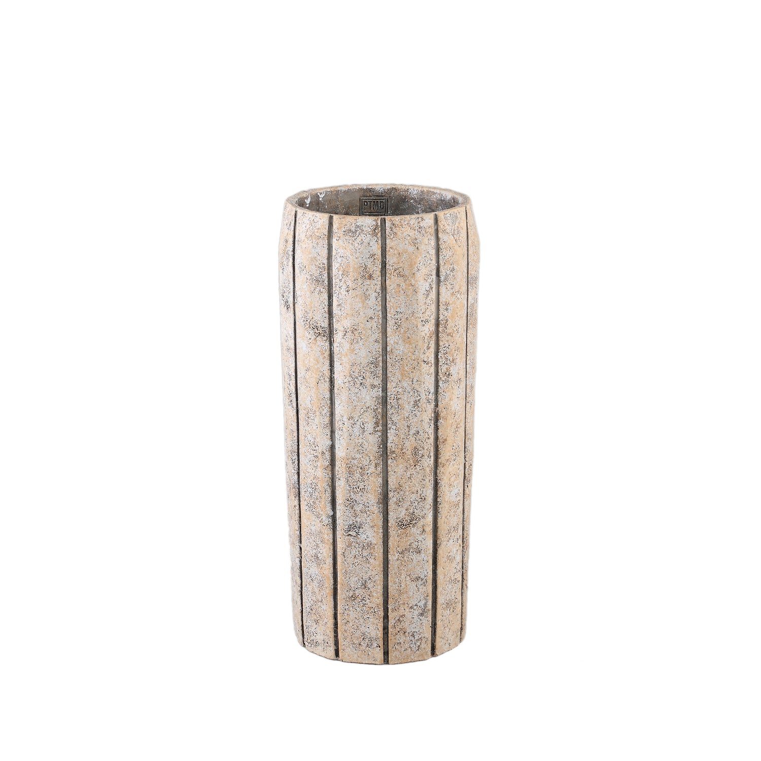 Imani Taupe Cement Pot High With Stripes M PTMD - Pot - PTMD - livinglovely.nl