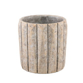 Imani Taupe Cement Pot Round With Lines Big S PTMD - Pot - PTMD - livinglovely.nl