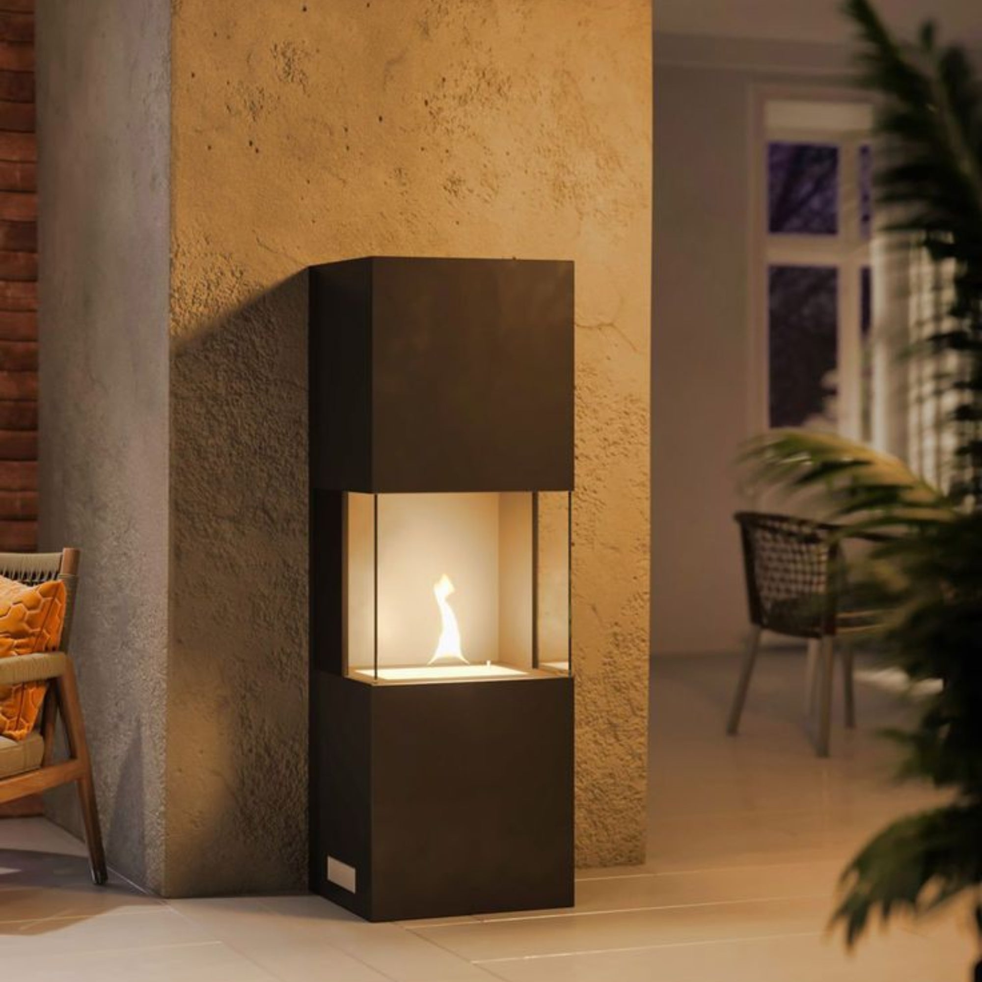 Indie Freestanding Openhaard Zwart Tenderflame - Openhaard - Tenderflame - livinglovely.nl