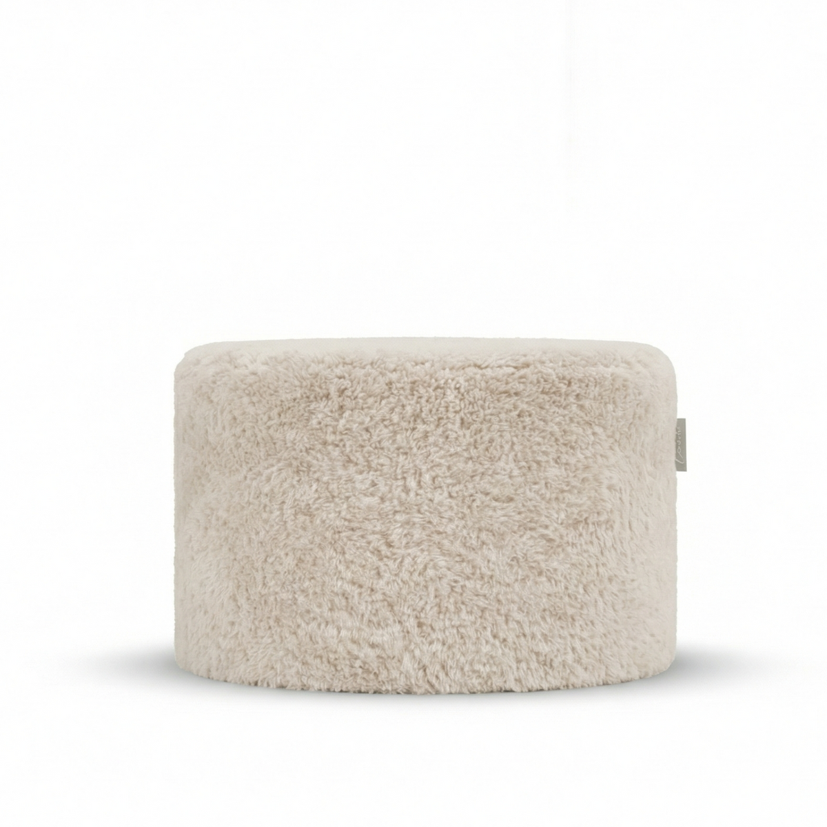 Laui Lounge Indoor Pouf Doodle White Cream Ø68x35 cm, brede ronde poef in gebroken wit