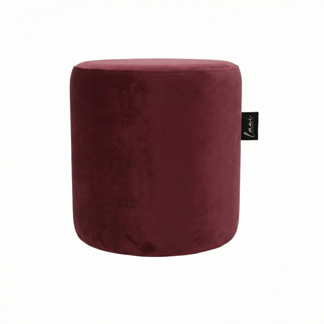 Laui Lounge Indoor Pouf Velvet Burgundy Ø44x46 cm, ronde bordeauxrode velvet poef