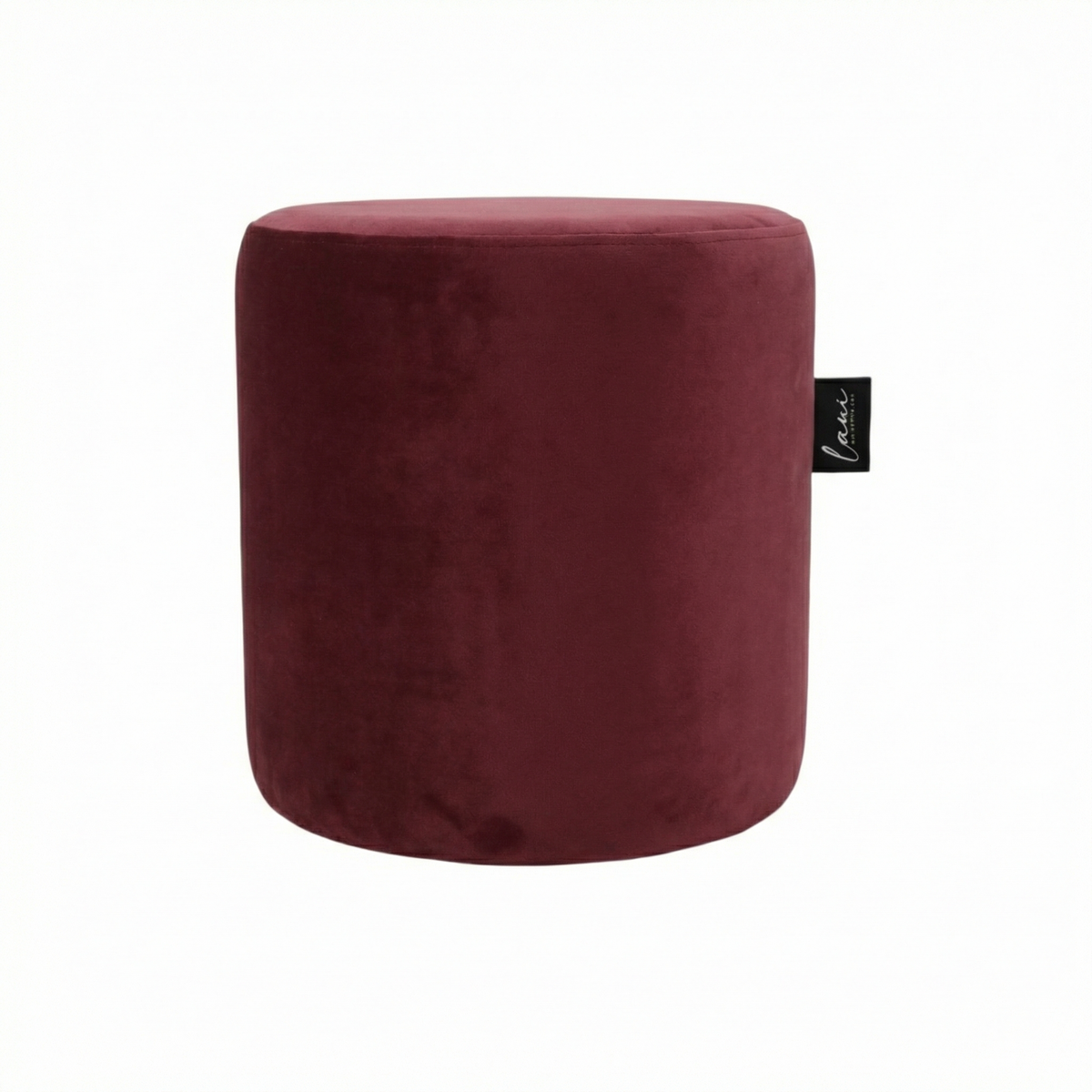 Laui Lounge Indoor Pouf Velvet Burgundy Ø44x46 cm, ronde bordeauxrode velvet poef