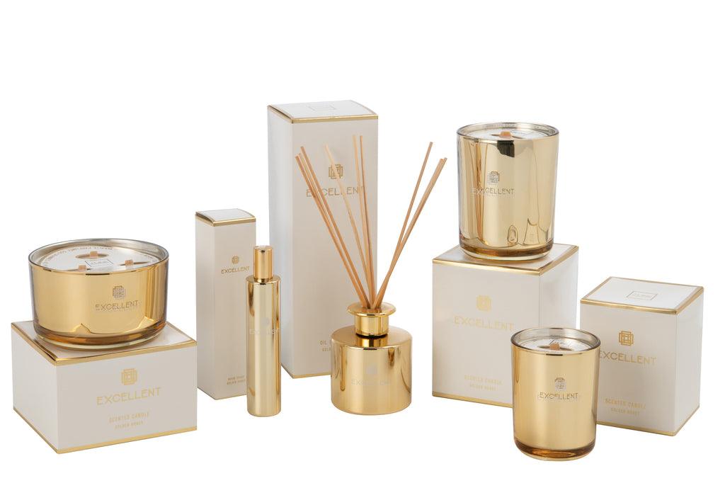 Interieurspray Excellent Golden Honey Goud 50ML - Geurstokjes - J-Line - livinglovely.nl