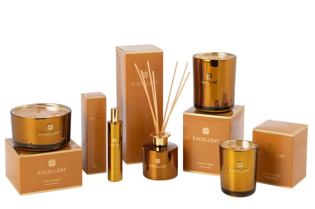 Interieurspray Excellent Golden Honey Oker 50ML - Geurstokjes - J-Line - livinglovely.nl