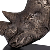 Iriss Brass casted alu rhino statue black base PTMD - Beeld - PTMD - livinglovely.nl