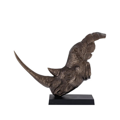 Iriss Brass casted alu rhino statue black base PTMD - Beeld - PTMD - livinglovely.nl
