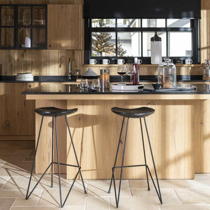 J-Line Barstoel Teakhout Ijzer Zwart - Barkruk - J-Line - livinglovely.nl