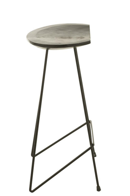 J-Line Barstoel Teakhout Ijzer Zwart - Barkruk - J-Line - livinglovely.nl