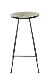 J-Line Barstoel Teakhout Ijzer Zwart - Barkruk - J-Line - livinglovely.nl