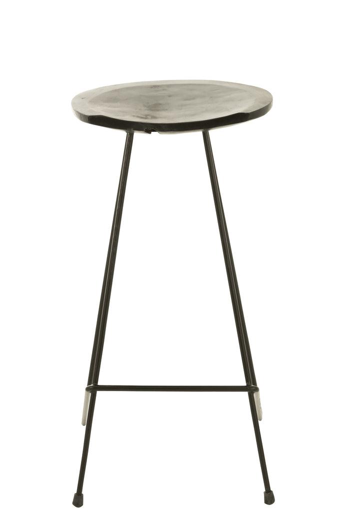 J-Line Barstoel Teakhout Ijzer Zwart - Barkruk - J-Line - livinglovely.nl