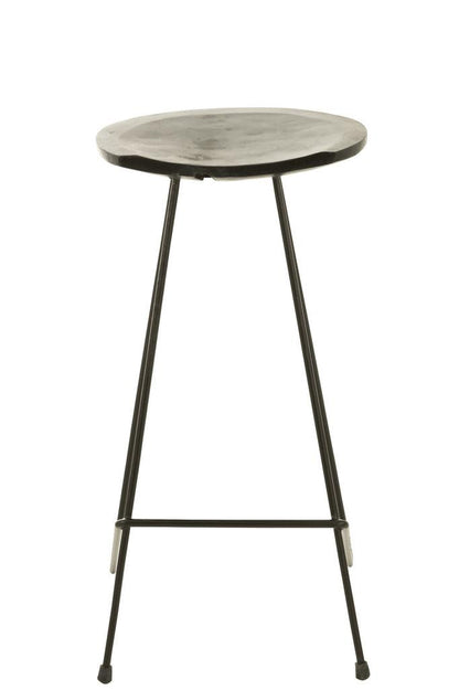 J-Line Barstoel Teakhout Ijzer Zwart - Barkruk - J-Line - livinglovely.nl