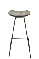 J-Line Barstoel Teakhout Ijzer Zwart - Barkruk - J-Line - livinglovely.nl