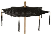 J-Line - Parasol Kwast Katoen Hout Zwart - 140cm - Parasol - J-Line - livinglovely.nl