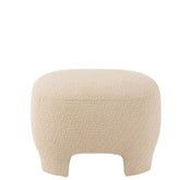 J-Line Witte Poef Gebreid Textiel/Hout J-Line - Poef - J-Line - livinglovely.nl
