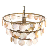 Jalinn Gold metal hanging lamp pearl shells round PTMD , Hanglamp , PTMD , livinglovely.nl