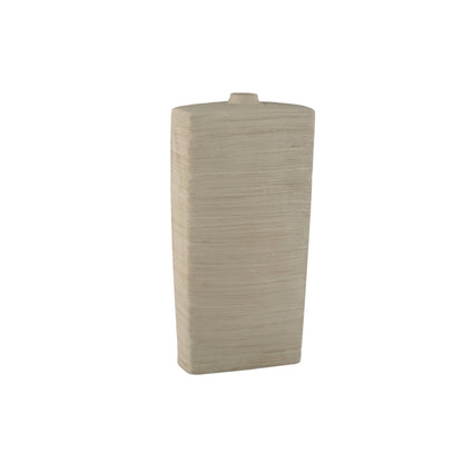 Janettee Beige rectangle shaped ceramic bottle L PTMD - Vaas - PTMD - livinglovely.nl