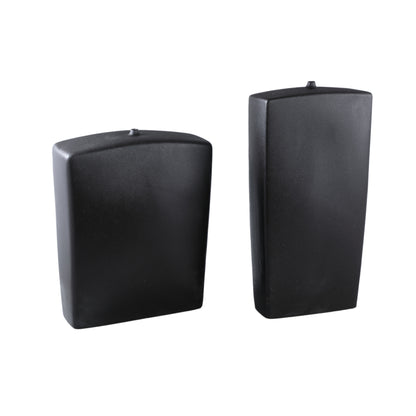 Janettee Black rectangle shaped ceramic bottle L PTMD - Vaas - PTMD - livinglovely.nl
