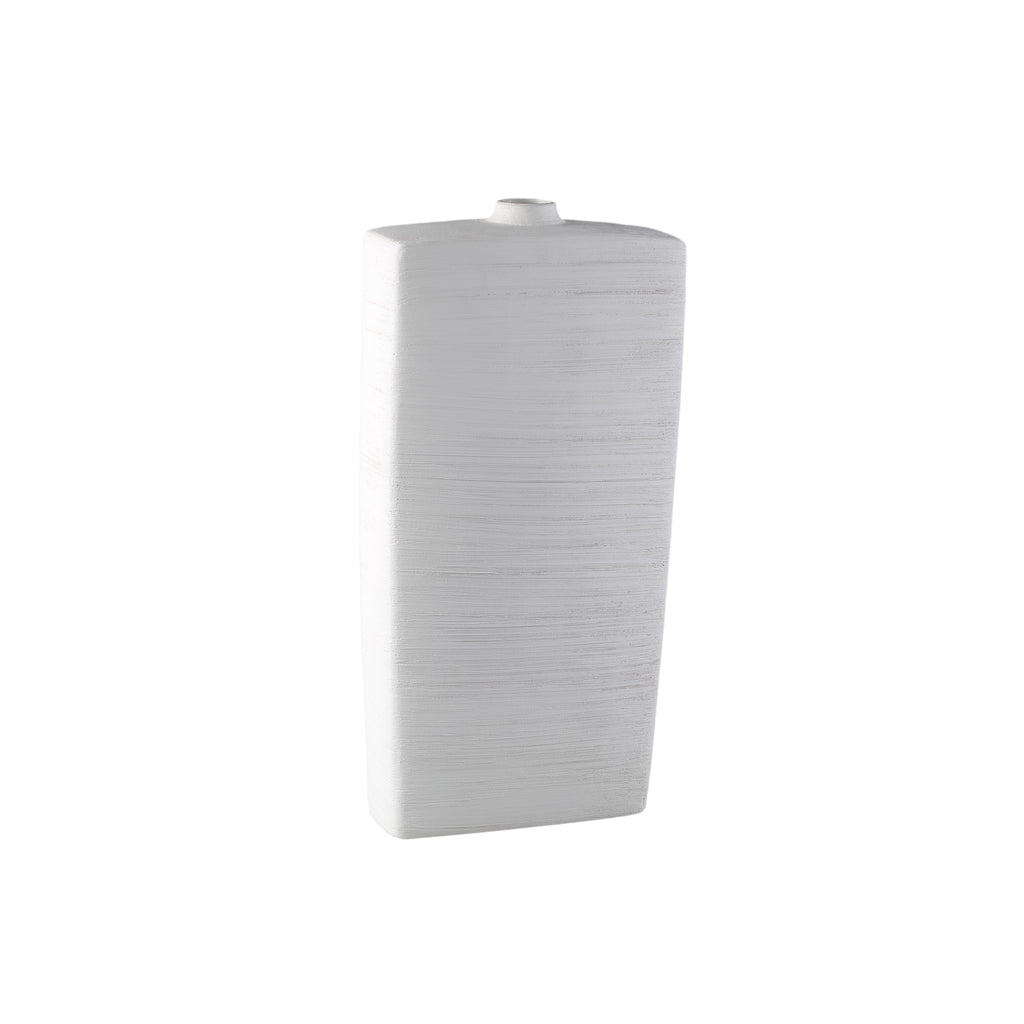 Janettee White rectangle shaped ceramic bottle L PTMD - Vaas - PTMD - livinglovely.nl